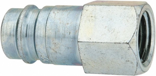 Pneumatic Hose Coupling: 1/4" Thread, 3/8" Body Dia, High Flow Interchange