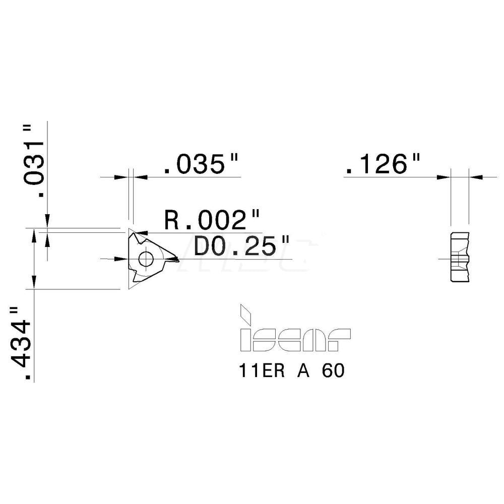 Iscar - Laydown Threading Insert: 11ERA60 IC908, Carbide | MSC Direct