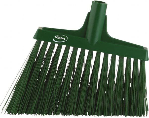 12" Wide, Green Synthetic Bristles, Angled Broom