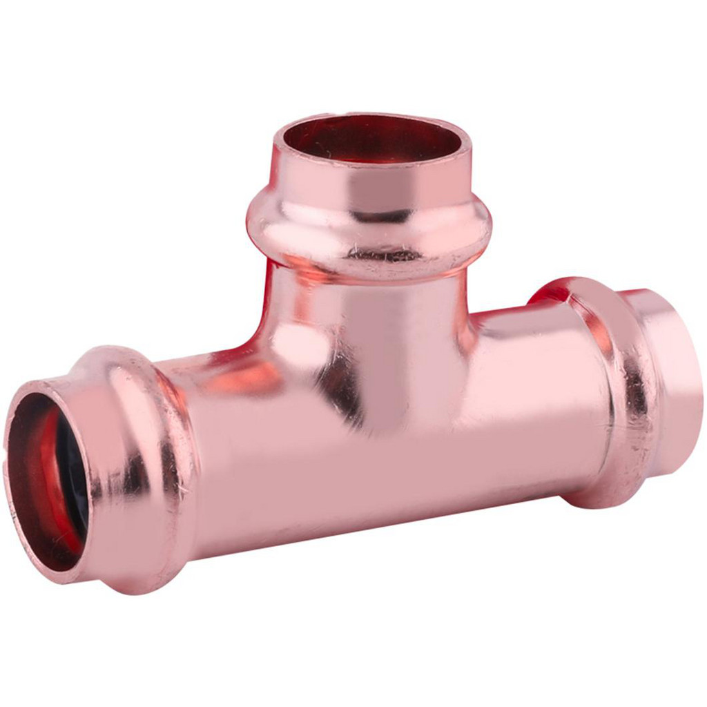 Value Collection Copper Pipe Tee: 3/4 x 3/4 x 3/4" Fitting, Press Fit x Press Fit x Press Fit, Press Fitting, Lead Free | Part #C0TE27