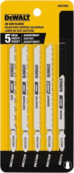 5 Piece, 3" to 5" Long, 6 to 18 Teeth per Inch, Bi-Metal Jig Saw Blade Set