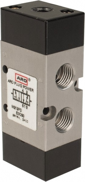 ARO/Ingersoll-Rand M212PS 1/4" Inlet x 1/4" Outlet, Pilot Actuator, Spring Return, 2 Position, Body Ported Solenoid Air Valve Image