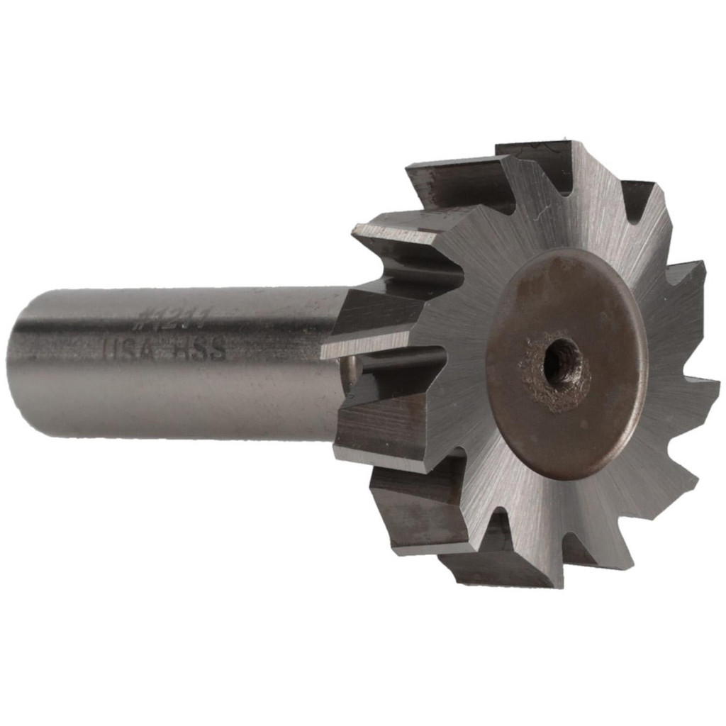 Made in USA | Value Collection Woodruff Keyseat Cutter: 1-3/8" Cut Dia, 3/8" Cut Width, 1/2" Shank Dia, Staggered Tooth - 2-3/8" OAL, 12 Tooth, High