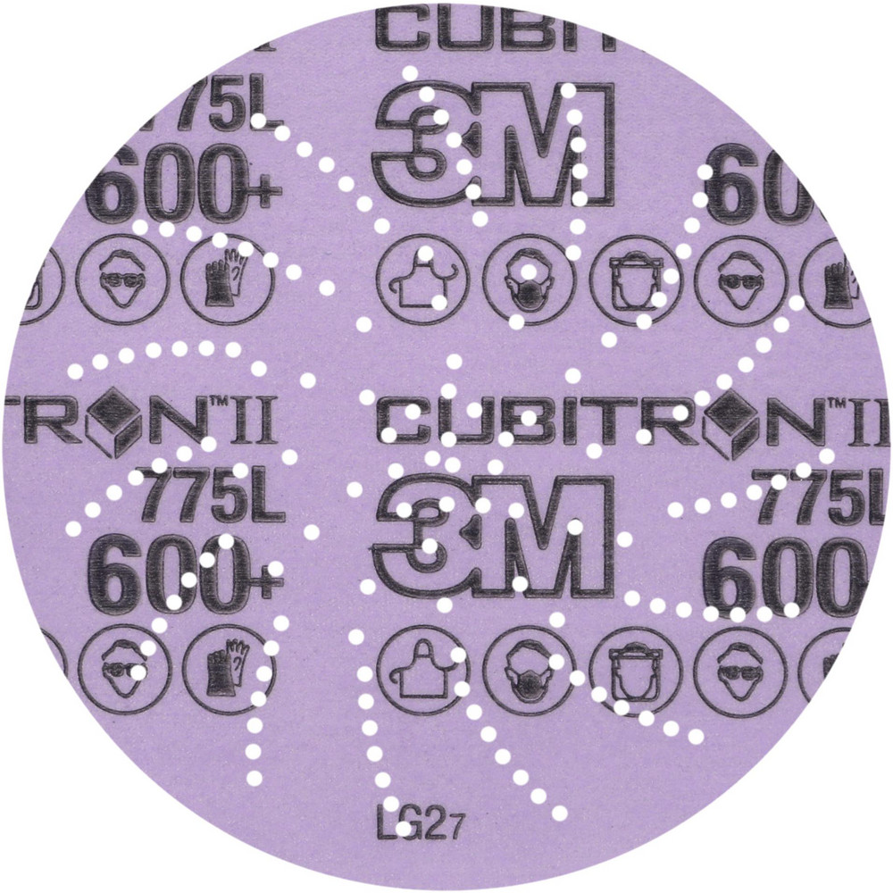 Hook & Loop Disc: 5" Dia, 600 Grit, Coated, Precision Shaped Ceramic - Film Backing, Series 775L