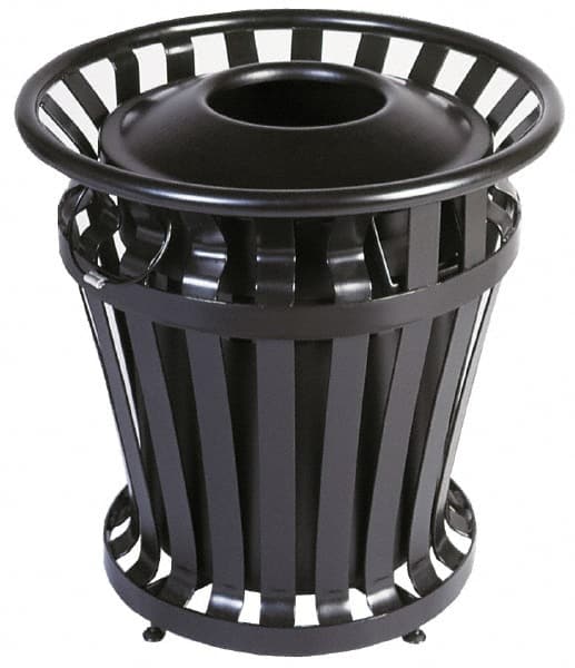 Rubbermaid Commercial Trash Can,36 gal.,Black,Steel FGMT32PLBK, 1