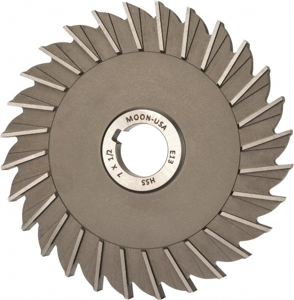 Side Milling Cutter: 7" Cutter Dia, 1/2" Cutting Width, 1-1/4" Arbor Hole, 28 Teeth