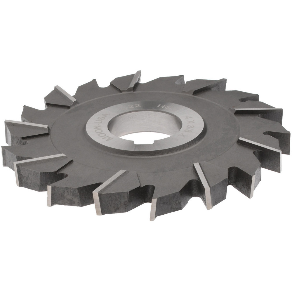 Side Milling Cutter: 4" Cutter Dia, 3/8" Cutting Width, 1" Arbor Hole, 18 Teeth - Uncoated, Staggered Tooth