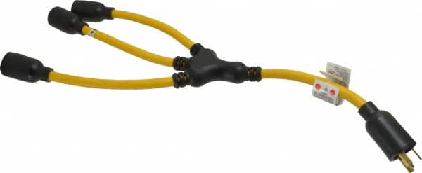3 Outlets, 125 VAC, 20 Amp, Yellow and Black, W Adapter