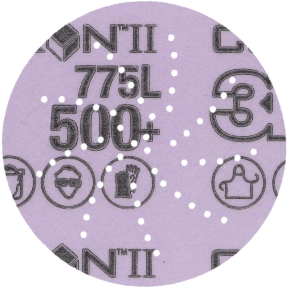 Hook & Loop Disc: 3" Dia, 500 Grit, Coated, Precision Shaped Ceramic - Film Backing, Series 775L
