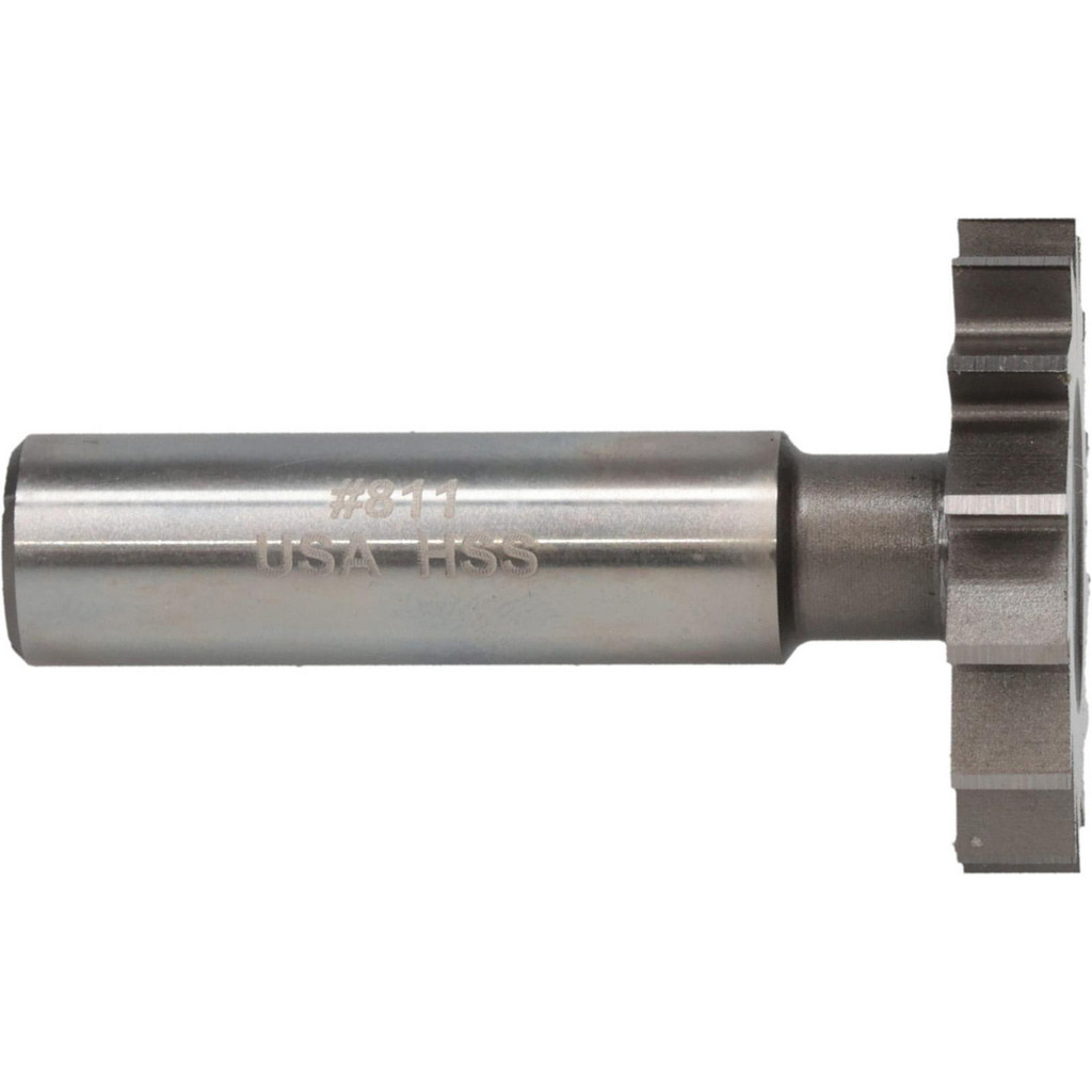 Made in USA | Value Collection Woodruff Keyseat Cutter: 1-3/8" Cut Dia, 1/4" Cut Width, 1/2" Shank Dia, Straight Tooth - 2-1/4" OAL, 14 Tooth, High