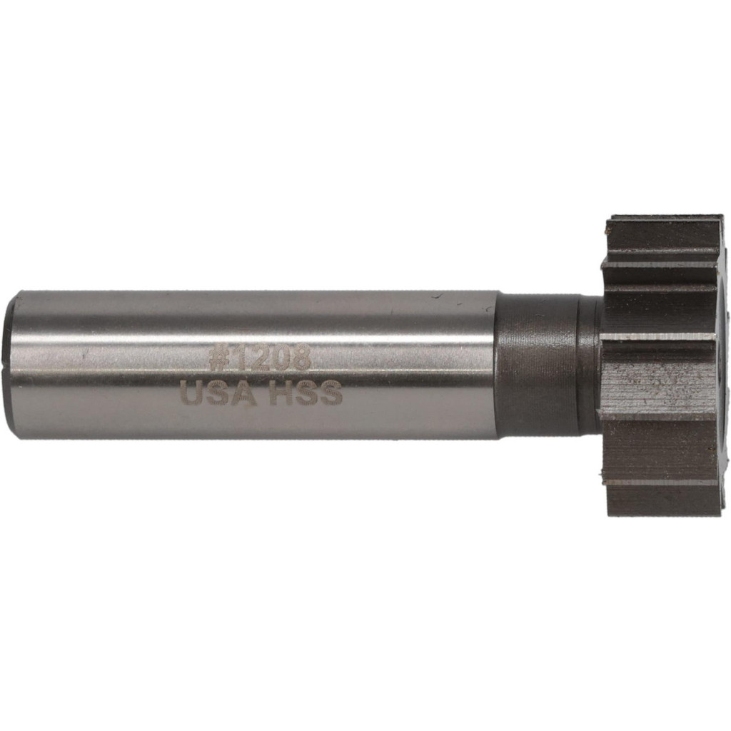 Made in USA | Value Collection Woodruff Keyseat Cutter: 1" Cut Dia, 3/8" Cut Width, 1/2" Shank Dia, Straight Tooth - 2-3/8" OAL, 12 Tooth, High Speed