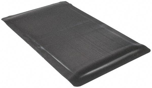 Wearwell Anti-Fatigue Mat: 5' Long, 3' Wide, 5/8 Thick, Vinyl, Beveled Edges, Medium-Duty - Diamond Plate Surface, Black & Yellow, for Dry Areas