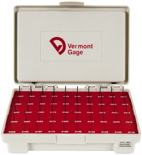 Vermont Gage 901300200 Class ZZ Plug Gage Set: 0.0115 to 0.0605" Range, 50 Pc Image