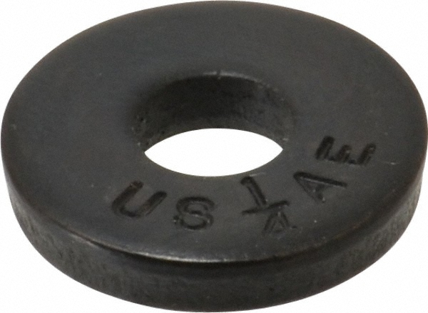 1/4" Screw USS & SAE Flat Washer: Case Hardened Steel, Black Oxide Finish