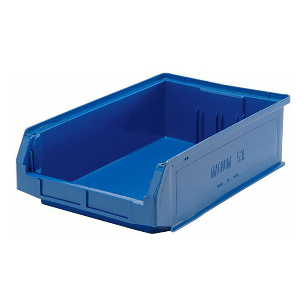 Plastic Hopper Stacking Bin: Blue - Blue, Polyethylene, 80 Lb Capacity