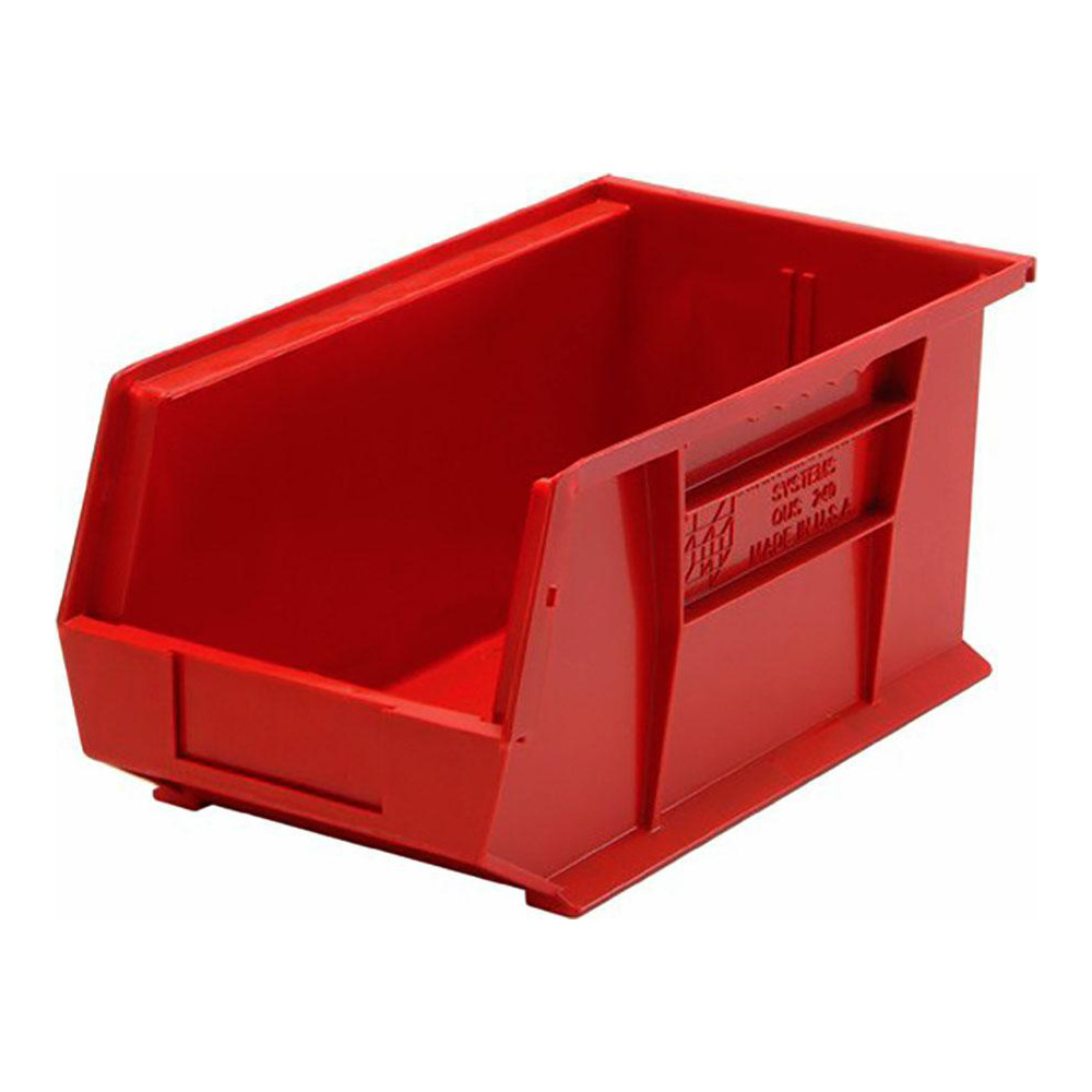 Stackbin Hopper With Lock Quantum Storage - Plastic Hopper Stacking Bin: Red | MSC Direct