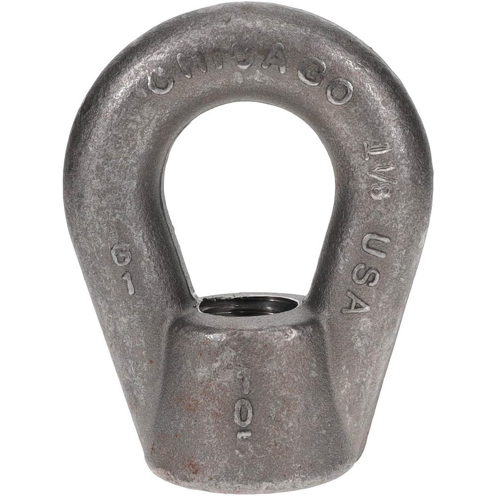 12,600 Lb Capacity, 1-1/8-7 Thread, Self Colored, Carbon Steel Heavy Duty Lifting Eye Nut