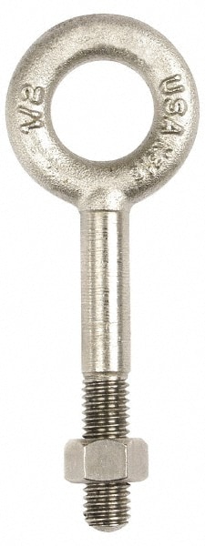 Gibraltar 08214 3 Fixed Lifting Eye Bolt: Without Shoulder, 500 lb Capacity, 1/4-20 Thread, Grade 316 Stainless Steel Image