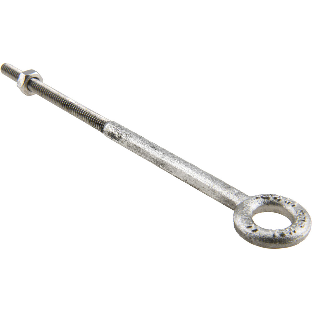 Fixed Lifting Eye Bolt: Without Shoulder, 500 lb Capacity, 1/4-20 Thread, Grade 316 Stainless Steel - Partially Threaded, 6" Shank, 3" Thread Length