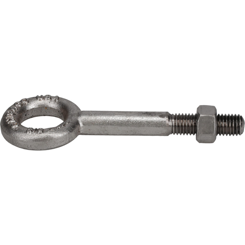 Gibraltar Fixed Lifting Eye Bolt: Without Shoulder, 3,500 lb Capacity, 5/8 in Thread, Grade 316 Stainless Steel - Partially Threaded, 4-1/2″ Shank