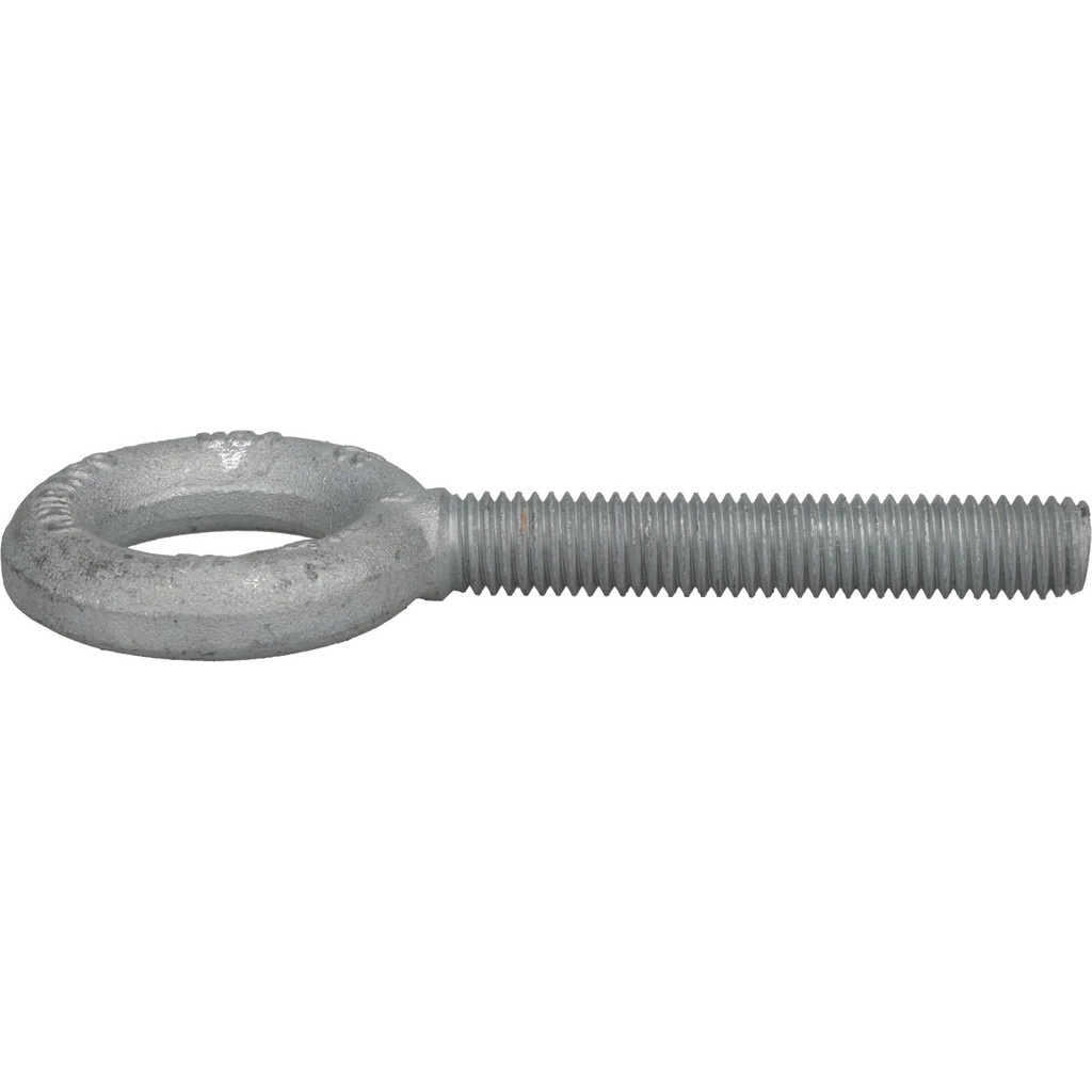 Gibraltar Fixed Lifting Eye Bolt: Without Shoulder, 2,600 lb Capacity, 1/2-13 Thread, Grade C1035 Steel - Fully Threaded, 3″ Shank, 3″ Thread Length