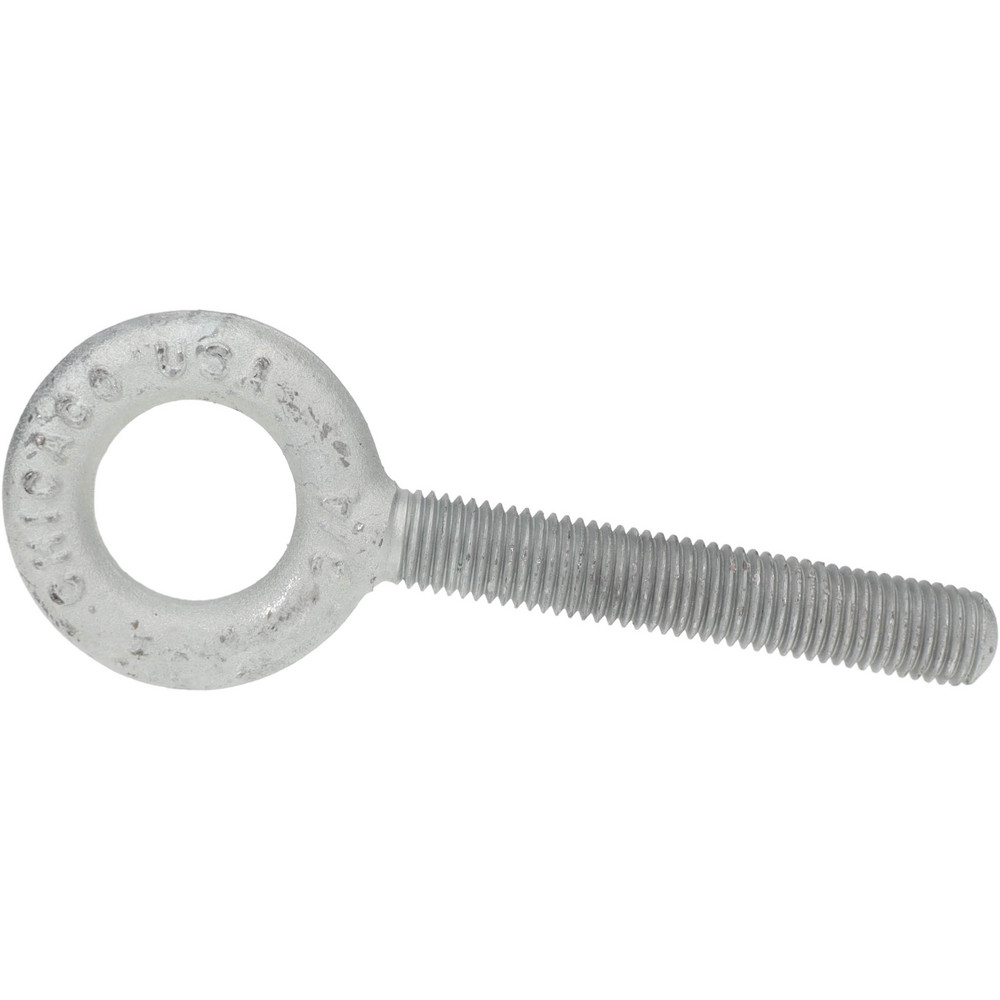 Fixed Lifting Eye Bolt: Without Shoulder, 6,000 lb Capacity, 3/4-10 Thread, Grade C-1035 Steel