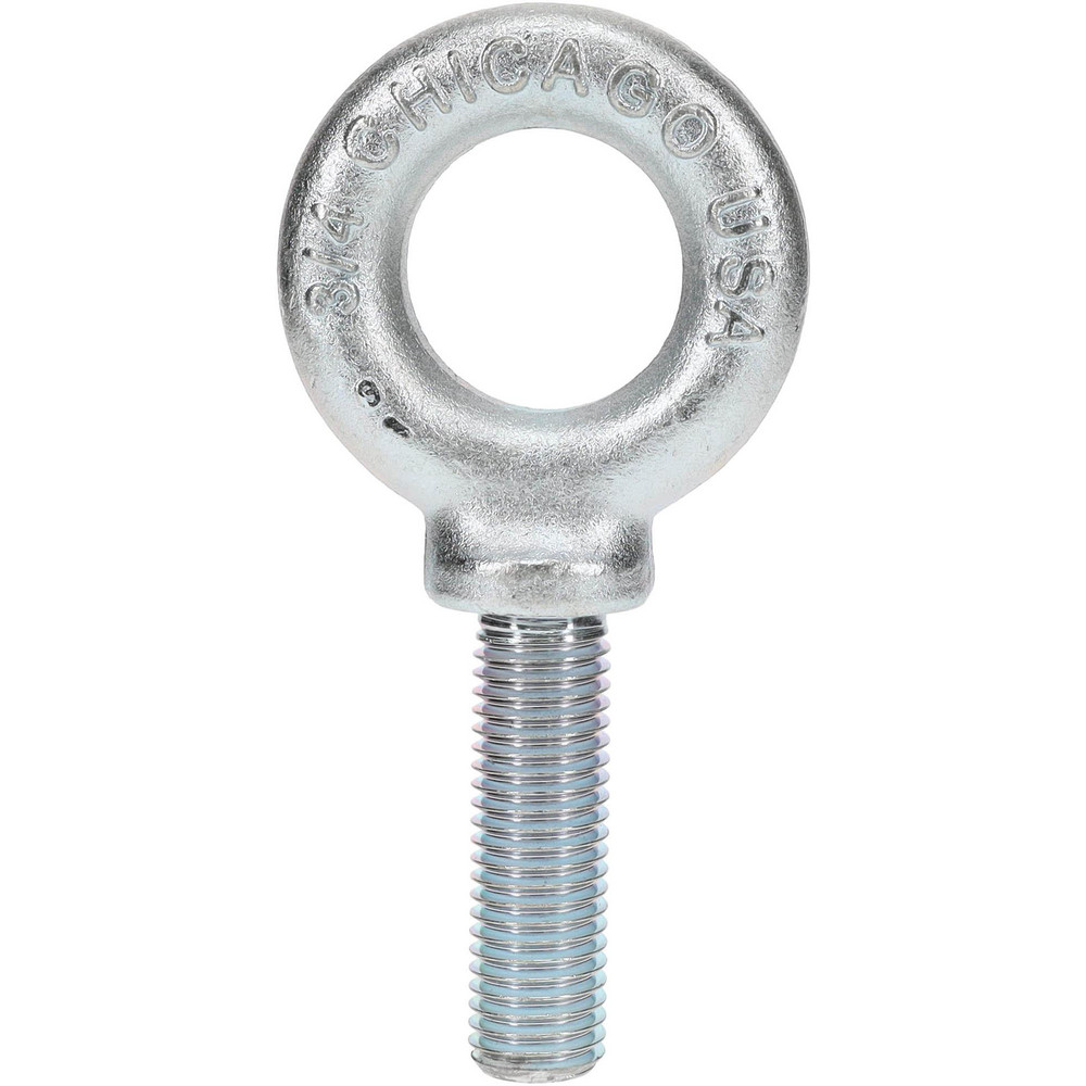 Fixed Lifting Eye Bolt: With Shoulder, 6,000 lb Capacity, 3/4-10 Thread, Grade C-1035 Steel