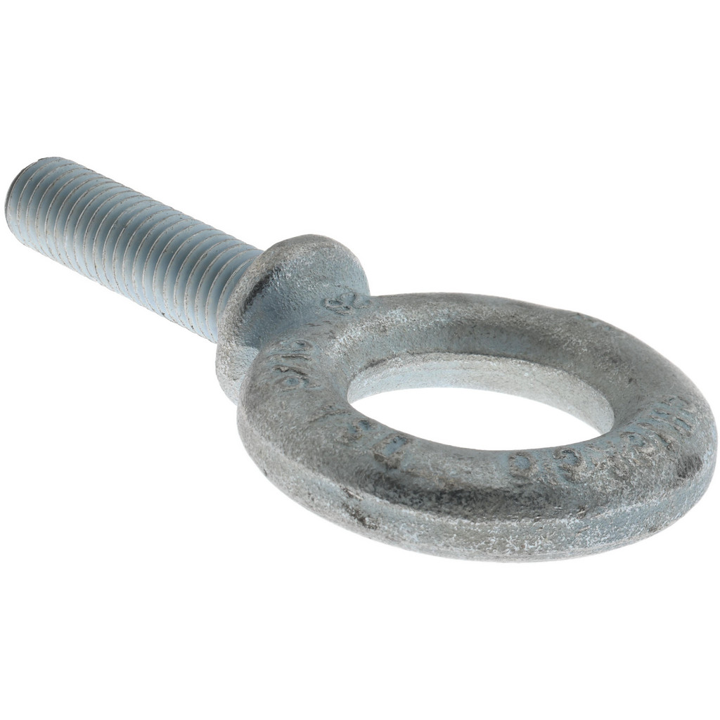 Gibraltar Fixed Lifting Eye Bolt: w/ Shoulder, 3,200 lb Capacity, 9/16-12 Thread, Grade C1035 Steel - Fully Threaded, 2″ Shank, 2″ Thread Length