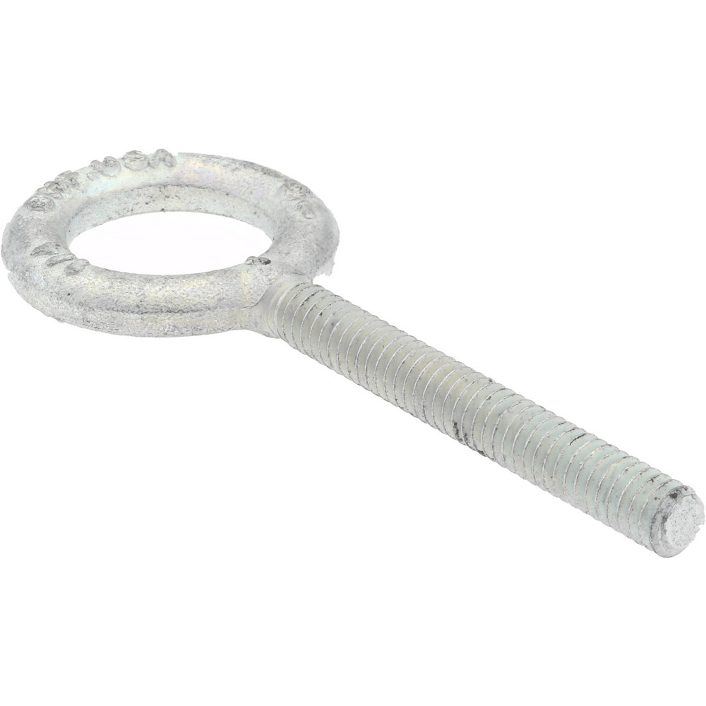 Fixed Lifting Eye Bolt: Without Shoulder, 500 lb Capacity, 1/4-20 Thread, Grade C-1035 Steel