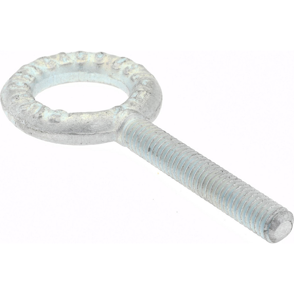 Fixed Lifting Eye Bolt: Without Shoulder, 900 lb Capacity, 5/16-18 Thread, Grade C-1035 Steel