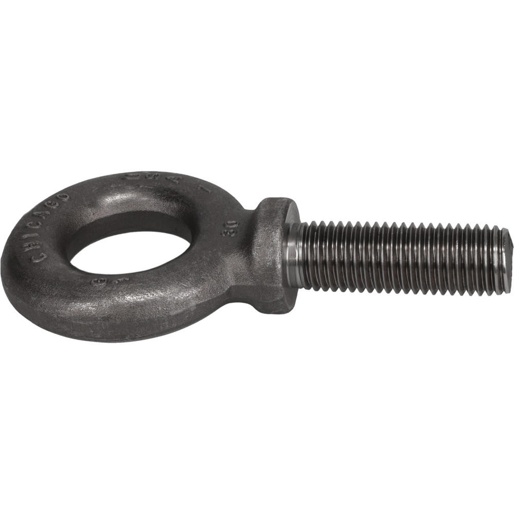 Fixed Lifting Eye Bolt: With Shoulder, 9,000 lb Capacity, 1-8 Thread, Grade C-1035 Forged Steel