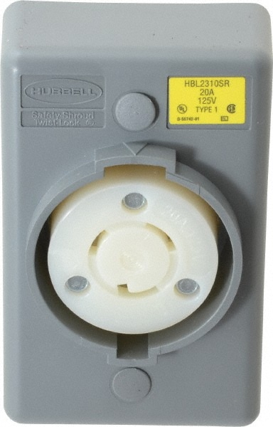 Hubbell Wiring Device-Kellems HBL2310SR 125 VAC, 20 Amp, L5-20R NEMA, Self Grounding Receptacle Image