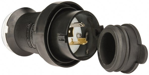 Locking Inlet: Plug, Industrial, L5-20P, 125V, Black & White