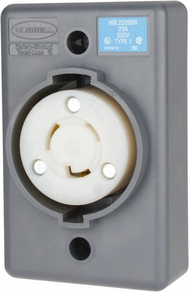 Hubbell Wiring Device-Kellems HBL2320SR 250 VAC, 20 Amp, L6-20R NEMA, Self Grounding Receptacle Image