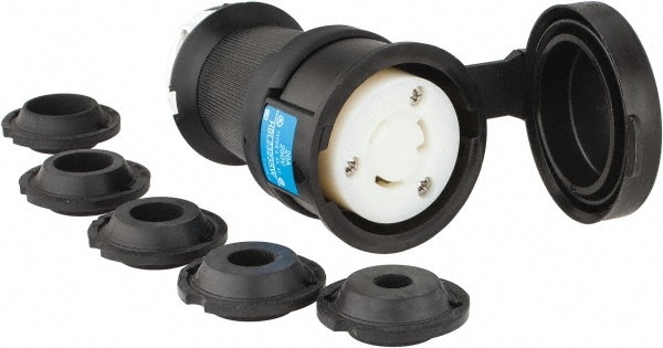 Hubbell Wiring Device-Kellems HBL2323SW Locking Inlet: Connector, Industrial, L6-20R, 250V, Black & White Image