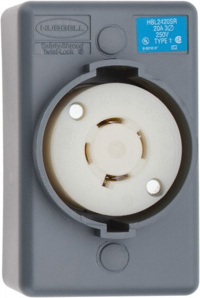 Hubbell Wiring Device-Kellems HBL2420SR 250 VAC, 20 Amp, L15-20R NEMA, Self Grounding Receptacle Image