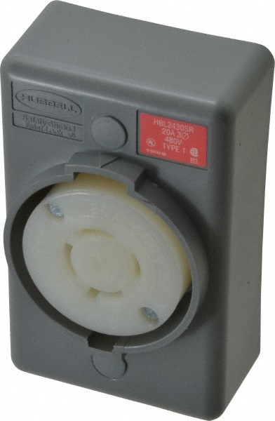 Hubbell Wiring Device-Kellems HBL2430SR 480 VAC, 20 Amp, L16-20R NEMA, Self Grounding Receptacle Image