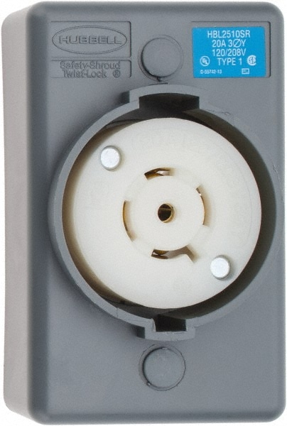 Hubbell Wiring Device Kellems 1 8 Vac Amp L21 r Nema Self Grounding Receptacle Msc Industrial Supply