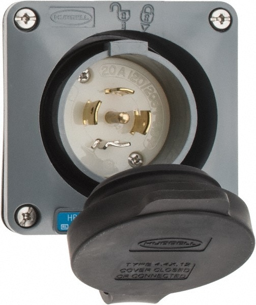 Hubbell Wiring Device-Kellems HBL2515SW 120/208 VAC, 20 Amp, 21-20P NEMA, Self Grounding Inlet Image