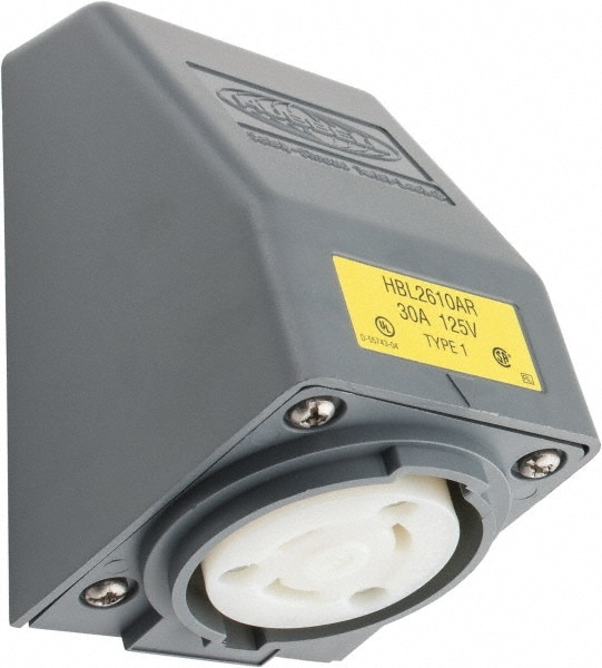 Hubbell Wiring Device-Kellems HBL2610AR 125 VAC, 30 Amp, L5-30R NEMA, Self Grounding Receptacle Image