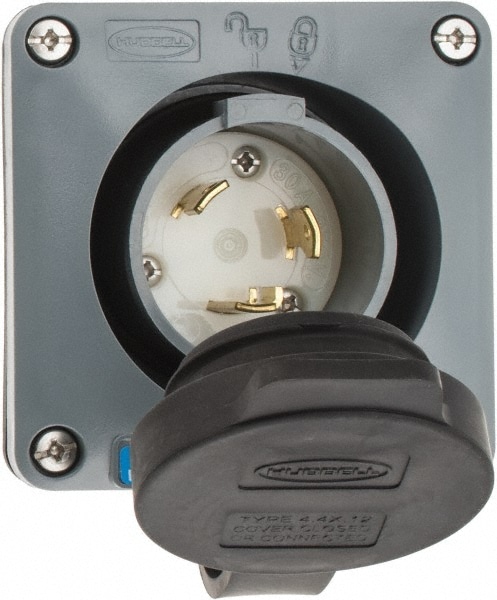 Hubbell Wiring Device-Kellems HBL2625SW 250 VAC, 30 Amp, L6-30P NEMA, Self Grounding Inlet Image