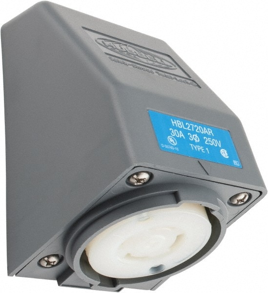 Hubbell Wiring Device-Kellems HBL2720AR 250 VAC, 30 Amp, L15-30R NEMA, Self Grounding Receptacle Image