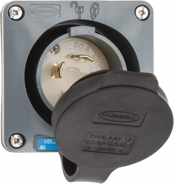 Hubbell Wiring Device-Kellems HBL2725SW 250 VAC, 30 Amp, L15-30P NEMA, Self Grounding Inlet Image