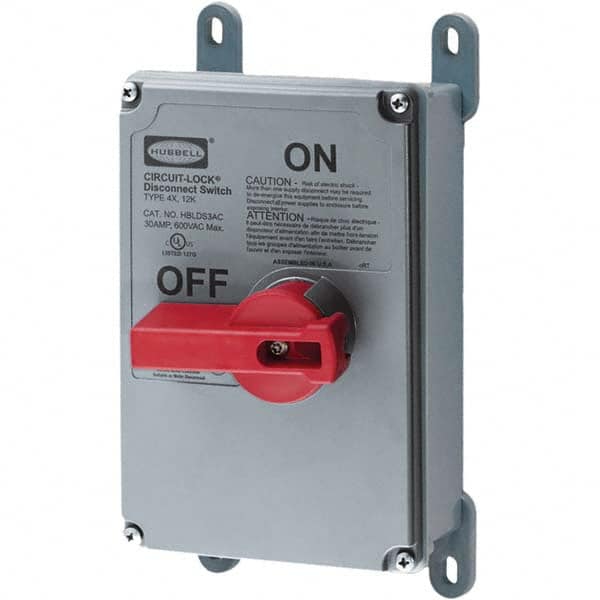 Cam & Disconnect Switch: Enclosed, 30 Amp, 600VAC, 3 Phase