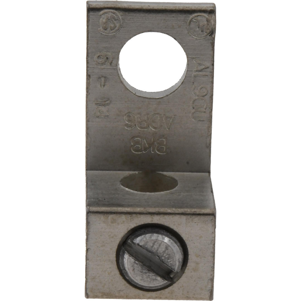 Square Ring Terminal: Non-Insulated, 14 to 6 AWG, Compression Connection - 1-3/64" Long, 1/2" Wide, Aluminum Contact