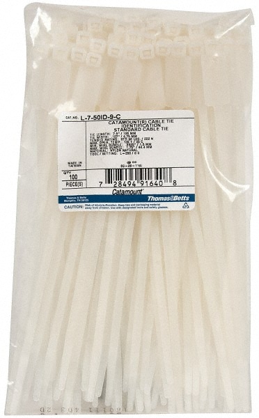 Thomas & Betts L-7-50ID-9-C Cable Tie Duty: 7.5" Long, Natural, Nylon, Standard Image