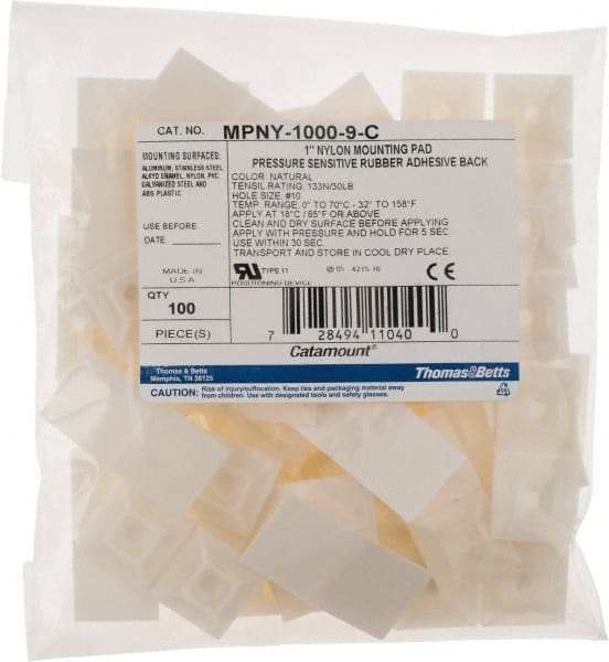Thomas & Betts MPNY-1000-9-C Natural (Color), Nylon, Four Way Cable Tie Mounting Base 