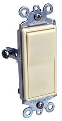 1 Pole, 120 to 277 VAC, 15 Amp, Residential Grade Rocker Wall Switch