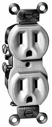 Straight Blade Duplex Receptacle: NEMA 5-15R, 15 Amps, Self-Grounding