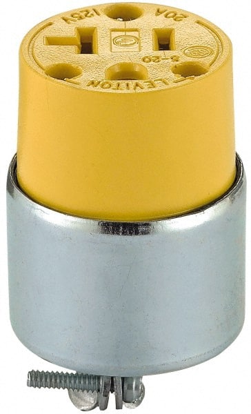 Leviton 520CA Straight Blade Connector: Commercial, 5-20R, 125VAC, Yellow 